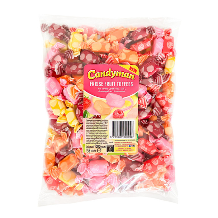 Toffees Candyman frisse fruit zak 1 kilogram