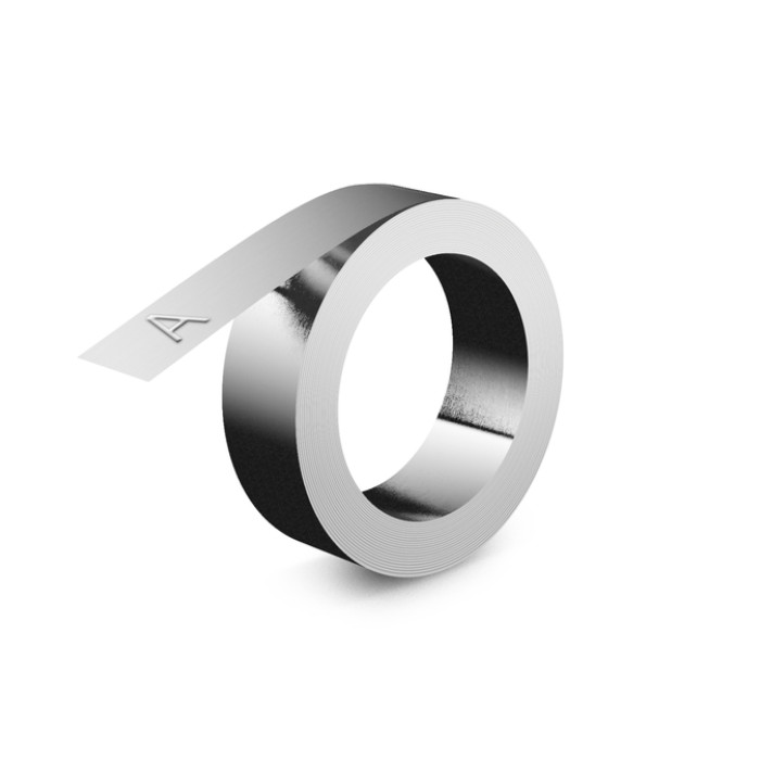 Reliëftape Dymo embossing niet klevend aluminium 12mm zilver