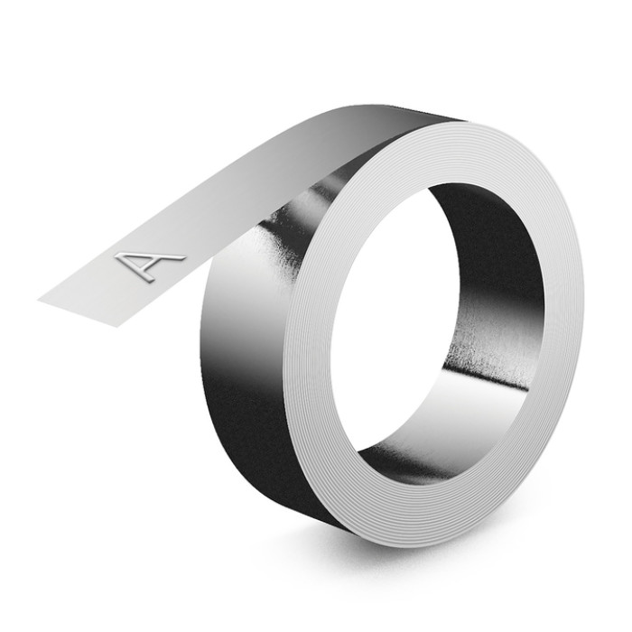 Relieftape Dymo zelfklevend aluminium 12mm zilver