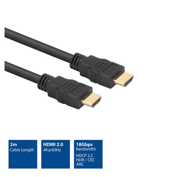 Kabel ACT HDMI ETH4K M/M zwart 2 meter