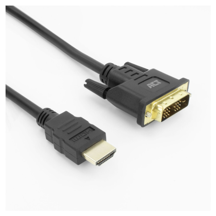 Kabel ACT HDMI DVI 18+1 pin M/M zwart 2 meter