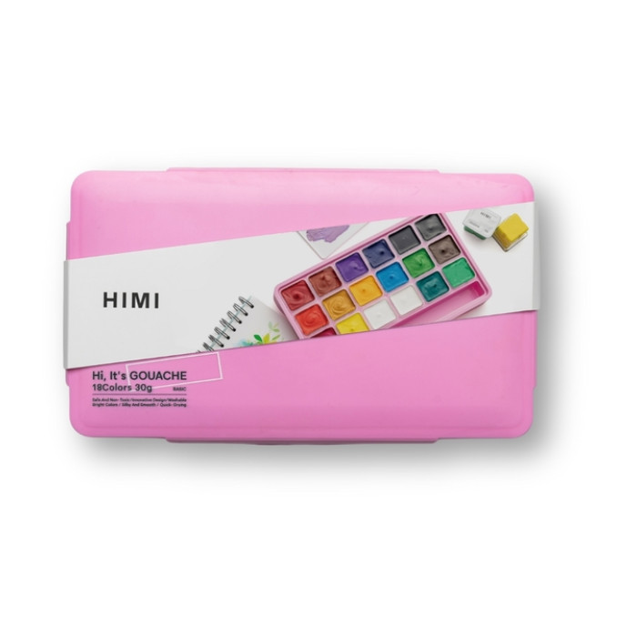 Gouache HIMI 18 kleuren 30gr box roze