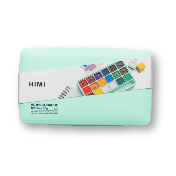 Gouache HIMI 18 kleuren 30gr box groen