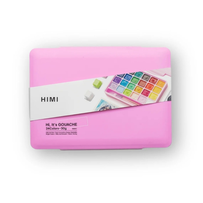 Gouache HIMI 24 kleuren 30gr box roze