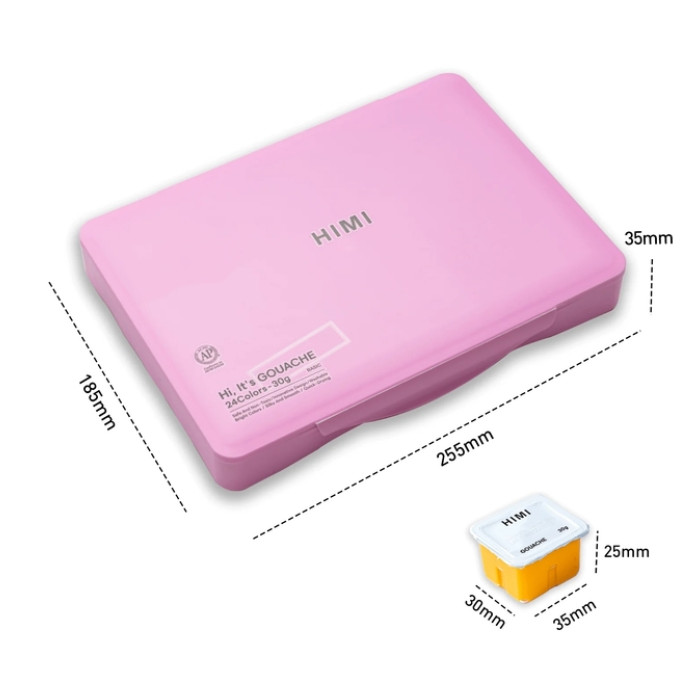 Gouache HIMI 24 kleuren 30gr box roze