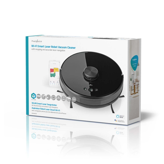 Robotstofzuiger Nedis wifi laser 3-in-1 zwart