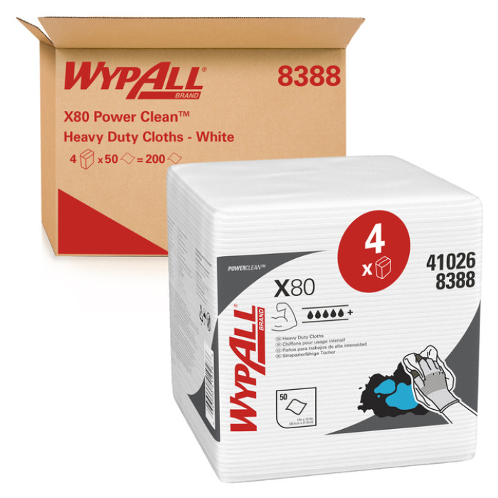 Poetsdoek WypAll X80 PowerClean 305x317mm wit