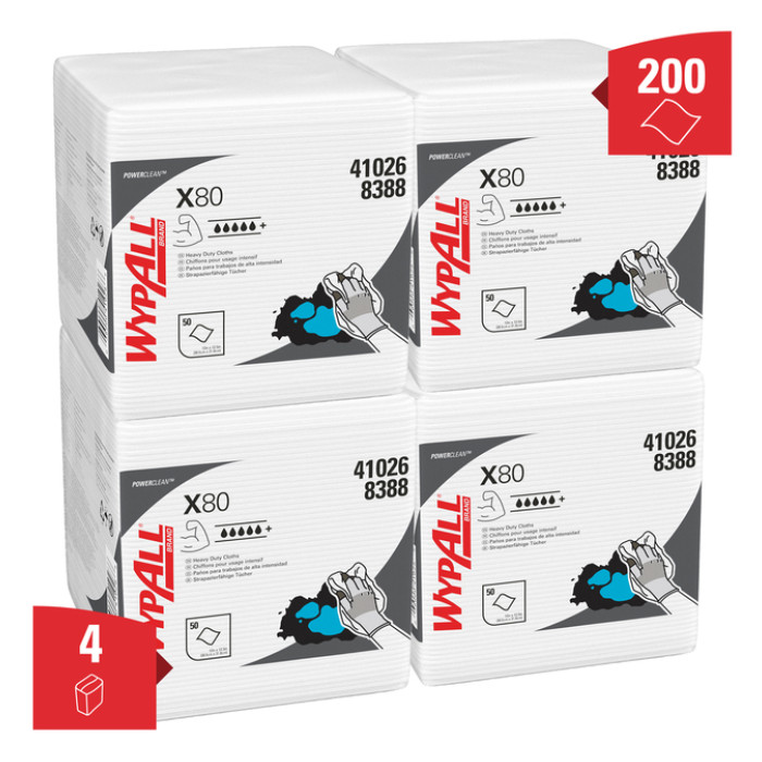 Poetsdoek WypAll X80 PowerClean 305x317mm wit