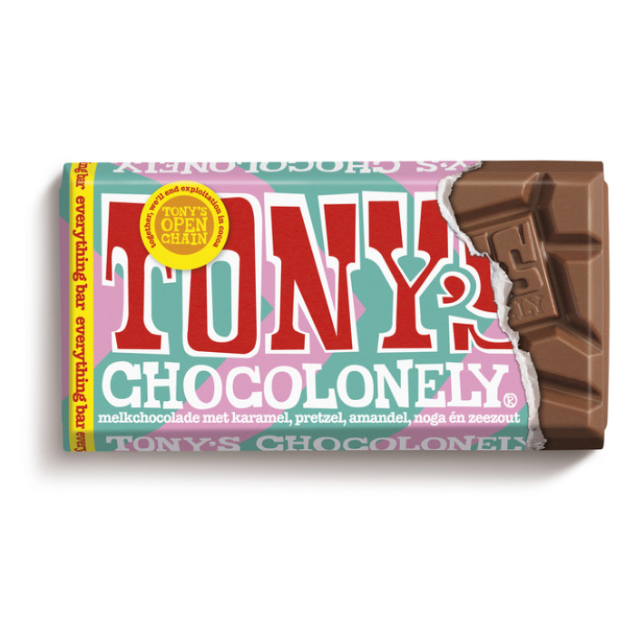 Chocolade Tony's Chocolonely melk everything reep 90 gram