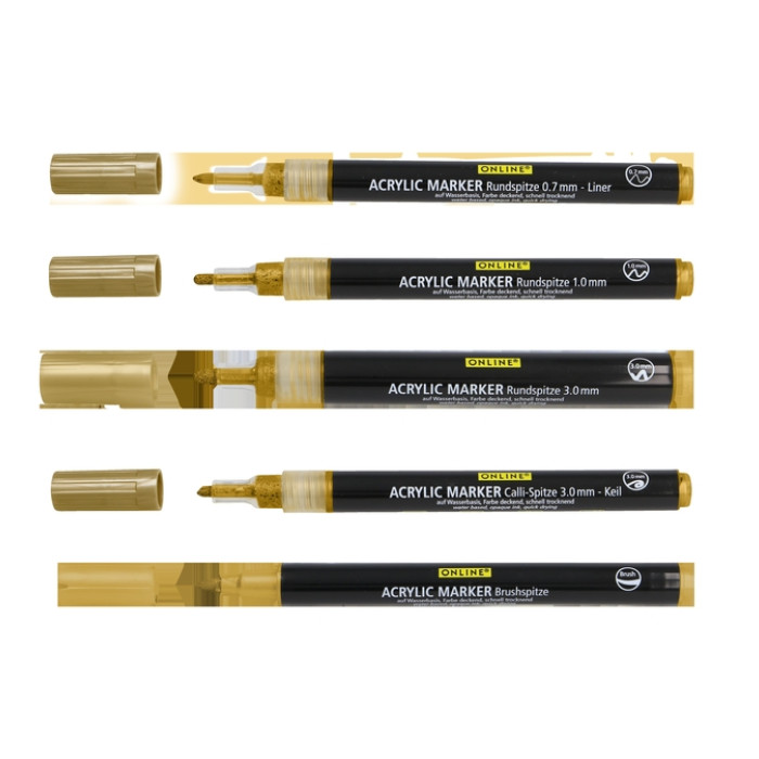 Acrylmarker Online lettering 5 breedtes goud