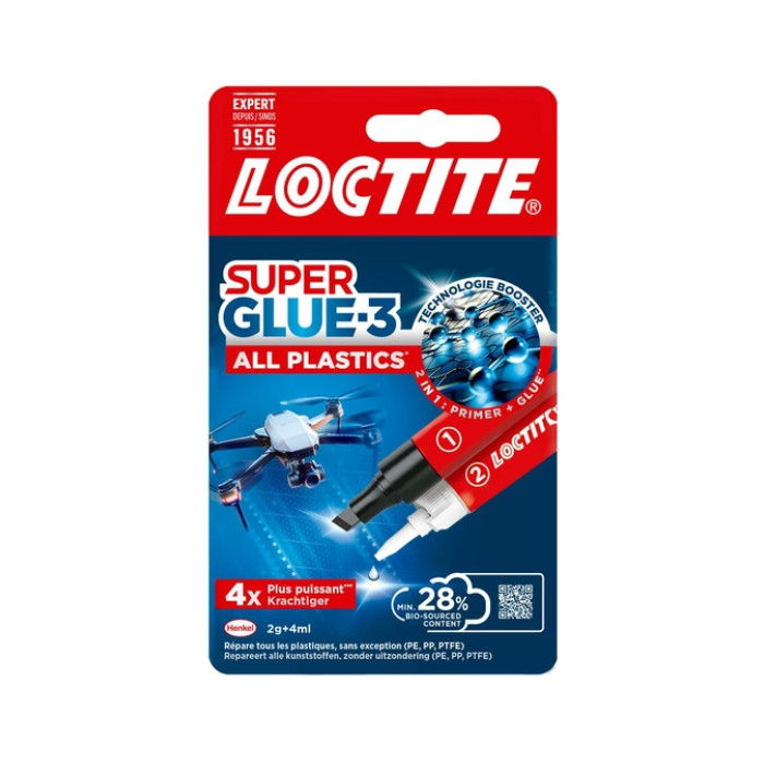 Secondenlijm Loctite All Plastic 2gram + 4 ml