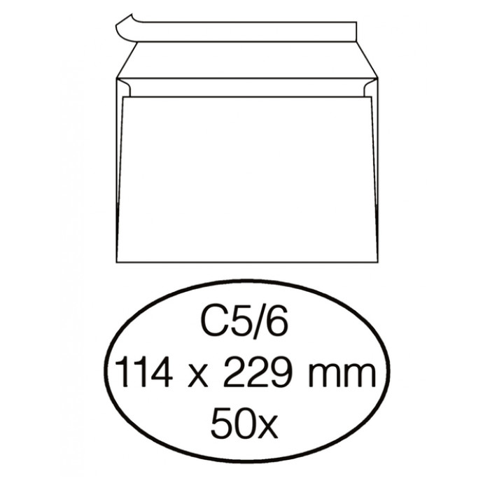 Envelop Quantore bank C5/6 114x229mm zelfklevend wit 50stuks