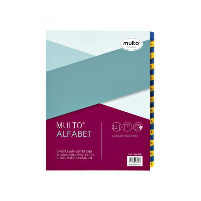 Tabbladen Multo A4 23-rings 24-delig A-Z blauw/geel karton 170gr