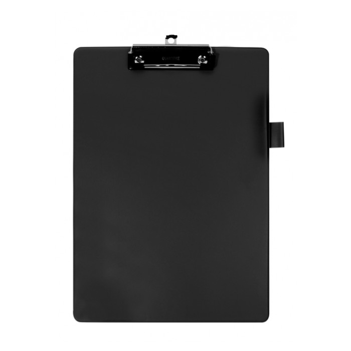 Klembord Quantore A4 staand PVC zwart met 100mm klem + penlus