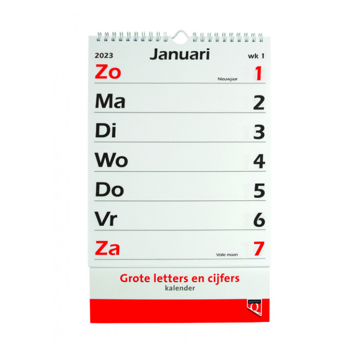 Kalender 2024 met grote letters en cijfers Quantore