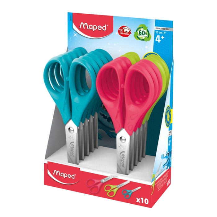 Schaar Maped Essentials 13cm links display á 10 stuks assorti