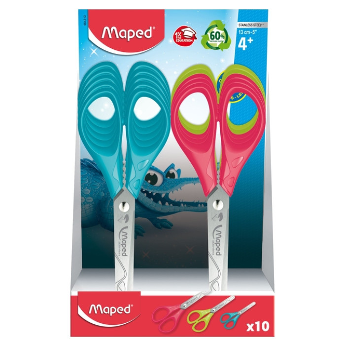 Schaar Maped Essentials 13cm links display á 10 stuks assorti