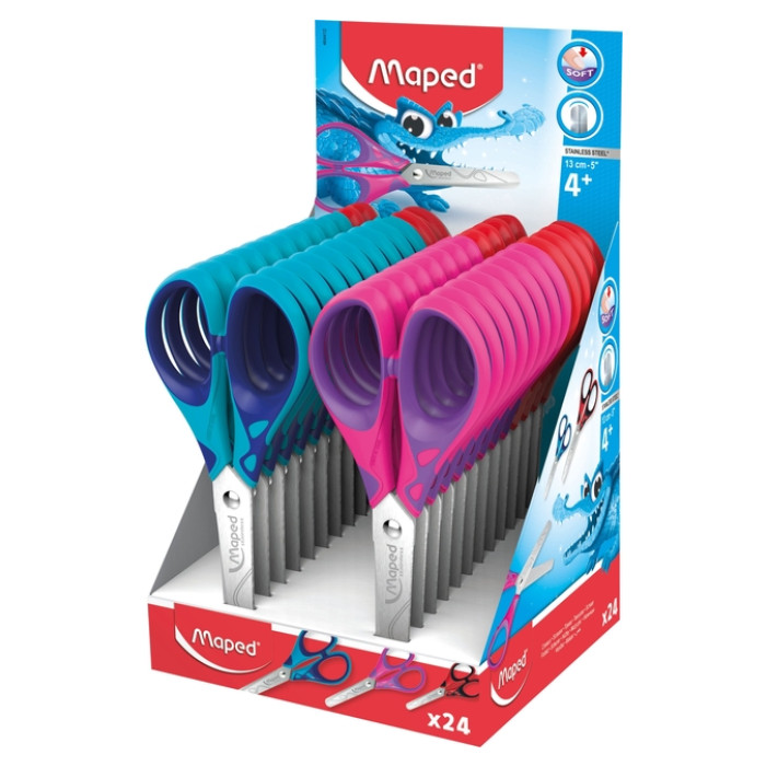 Schaar Maped Essentials Soft 13cm display á 24 stuks assorti