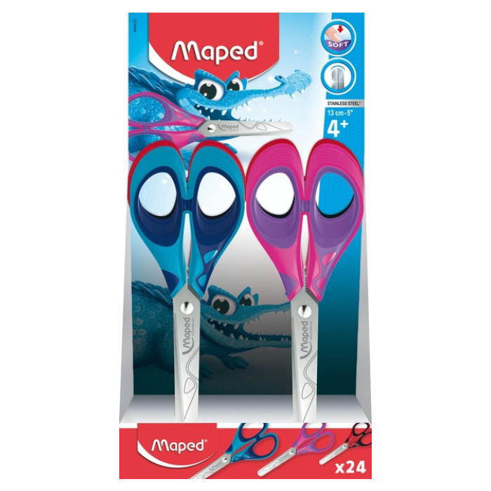 Schaar Maped Essentials Soft 13cm display á 24 stuks assorti