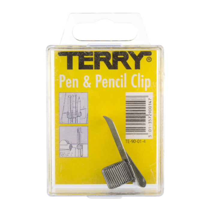 Penhouder Terry clip voor 1 pen/potlood zilverkleurig