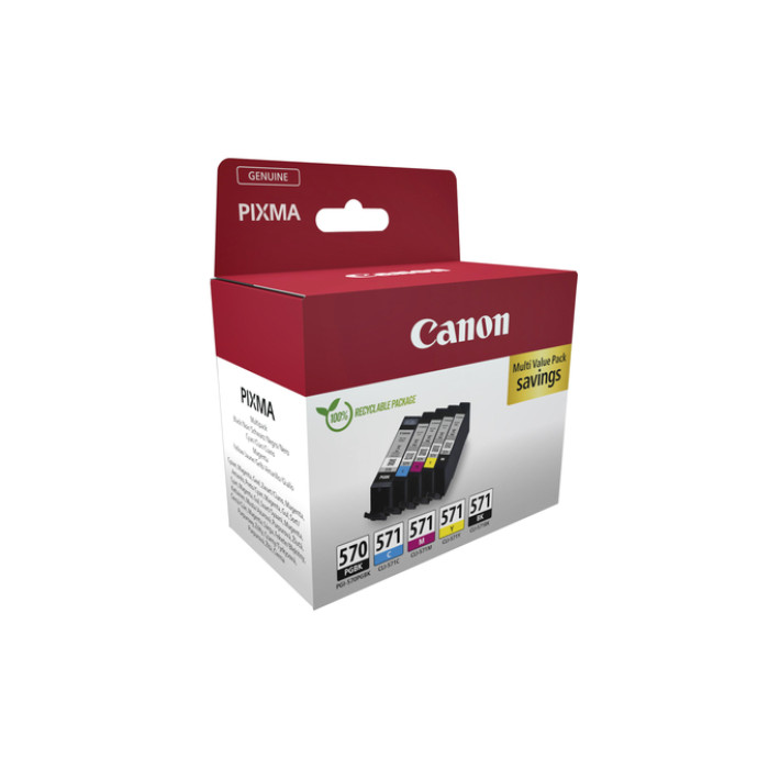 Inktcartridge Canon PGI-570 + CLI-571 2x zwart + 3 kleuren