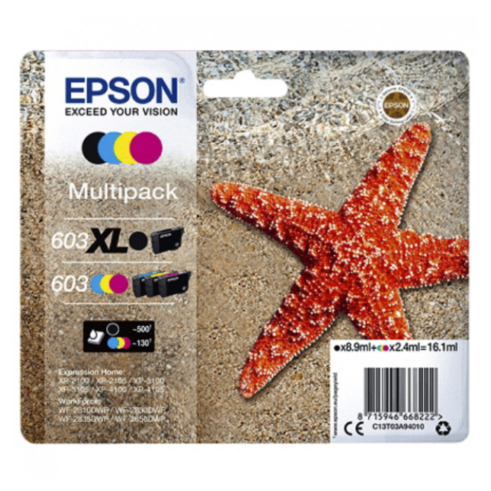 Inktcartridge Epson 603 T03A9 zwart XL+ 3 kleuren