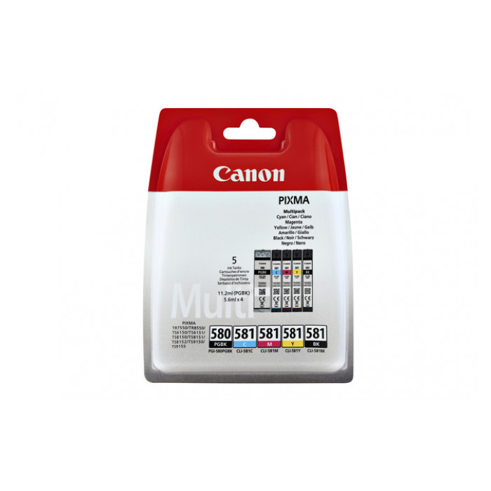 Inktcartridge Canon PGI-580 + CLI-581 2x zwart + 3 kleuren
