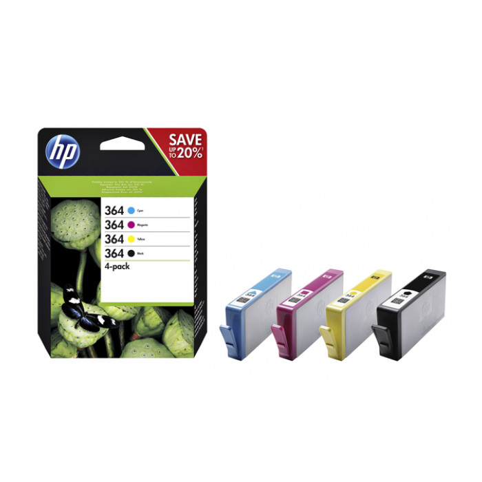 Inktcartridge HP N9J73AE 364 zwart + 3 kleuren