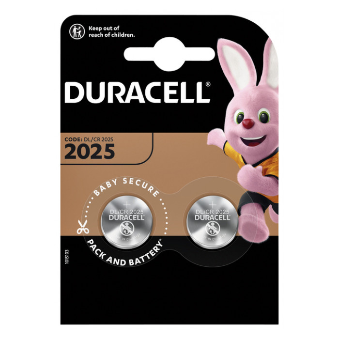 Batterij Duracell knoopcel 2xCR2025 lithium Ø20mm 3V-170mAh
