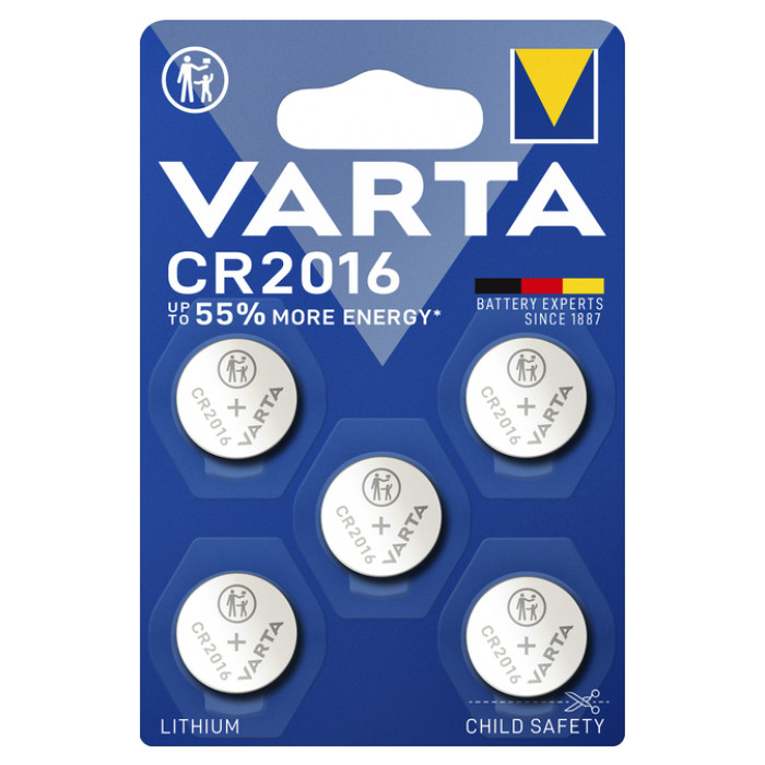 Batterij Varta knoopcel CR2016 lithium blister à 5stuk