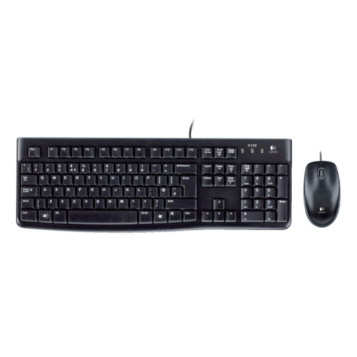 Toetsenbord Logitech K120 Qwerty + muis USB zwart