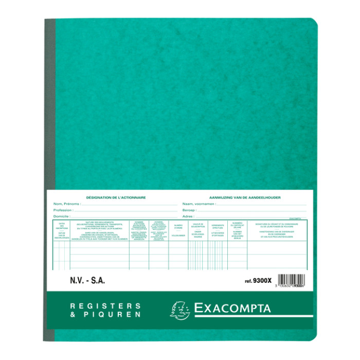 Register Piqure aandeelhouder NV/SA 250x320mm 80vel groen