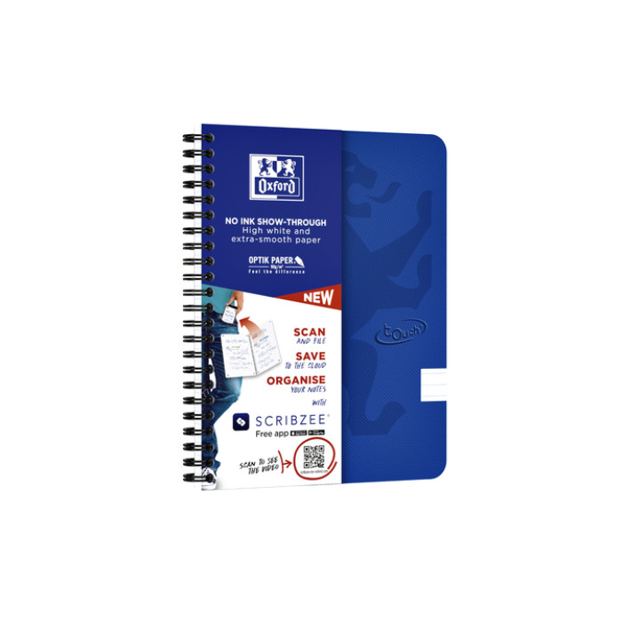 Spiraalblok Oxford Touch A5 lijn 140 pagina's 80gr blauw