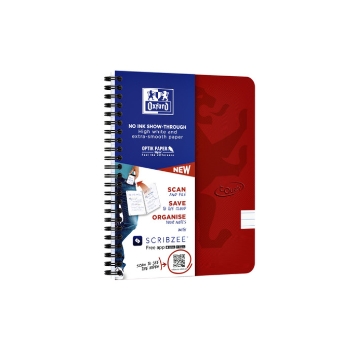 Spiraalblok Oxford Touch A5 lijn 140 pagina's 80gr rood