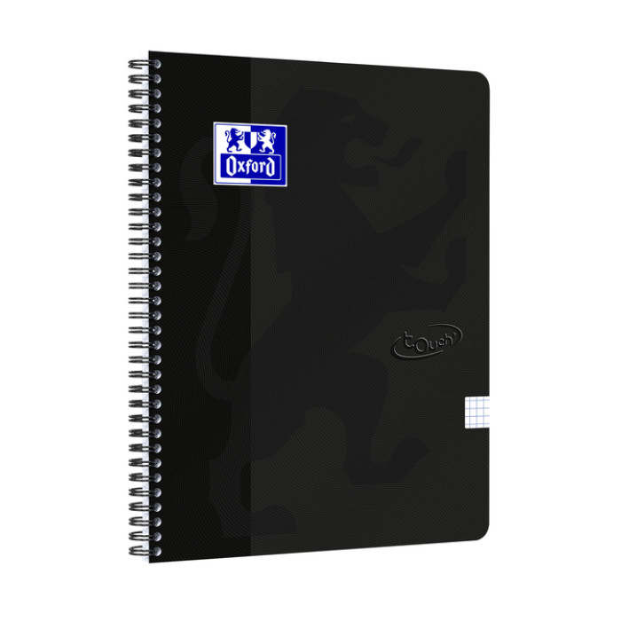 Spiraalblok Oxford Touch A4 ruit 5x5mm 140 pagina's 80gr zwart