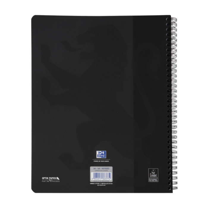 Spiraalblok Oxford Touch A4 ruit 5x5mm 140 pagina's 80gr zwart