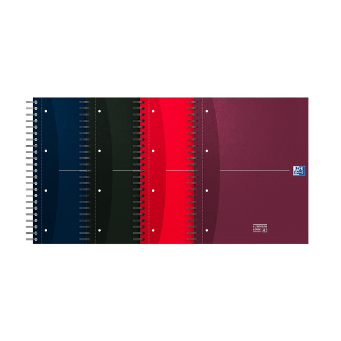 Collegeblok Oxford Office Essentials Europeanbook A4+ 4-gaats 120 vel assorti