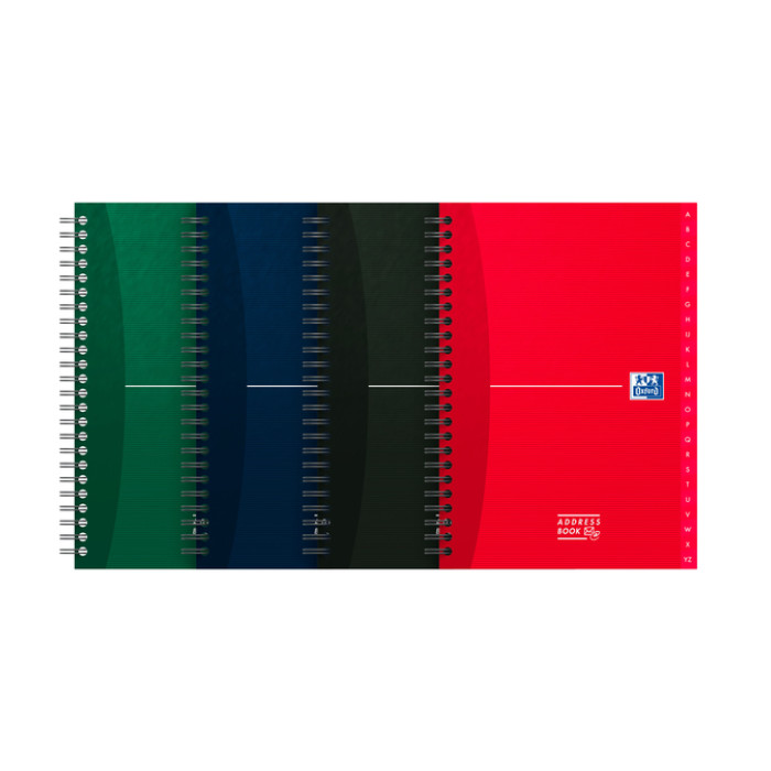 Adresboek Oxford Office Essentials A5 72vel dubbelspiraal assorti