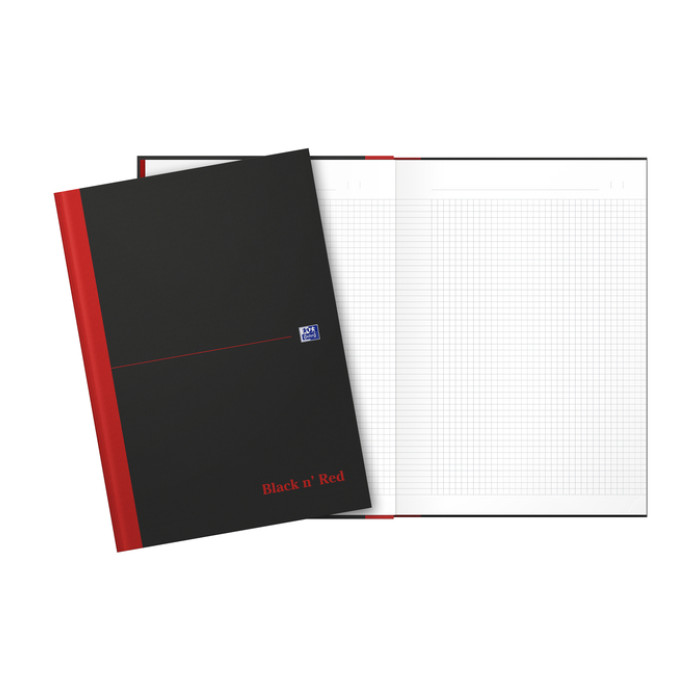 Notitieboek Oxford Black n' Red A4 96vel ruit 5mm