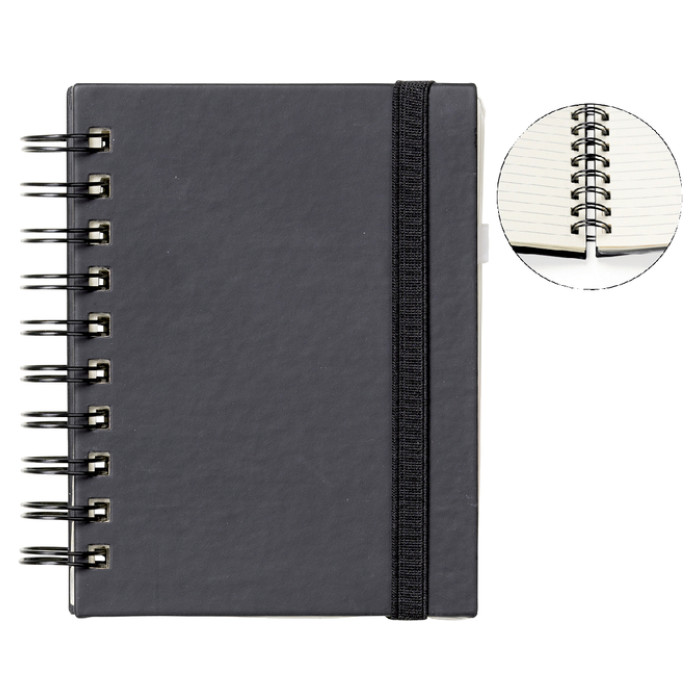 Notitieboek Quantore A6 spiraal lijn 192blz 80gr zwart