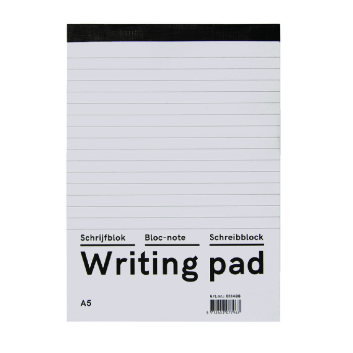 Schrijfblok Qbasic A5 lijn 160blz 60gr