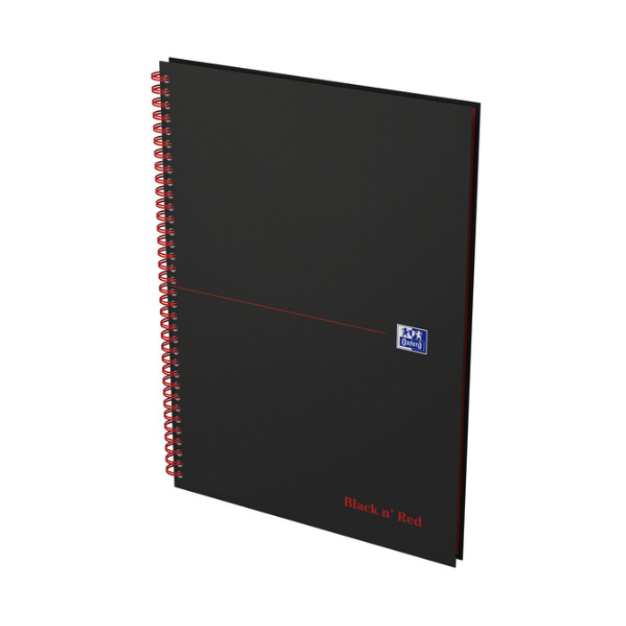 Spiraalblok Oxford Black n' Red A4 lijn 140 pagina's 80gr