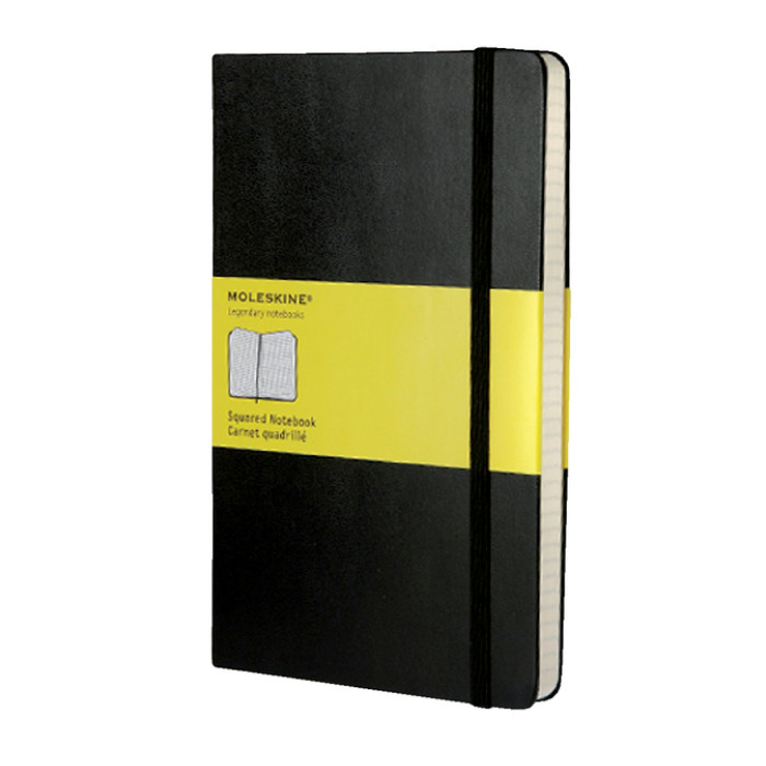 Notitieboek Moleskine large 130x210mm ruit 5x5 hard cover zwart