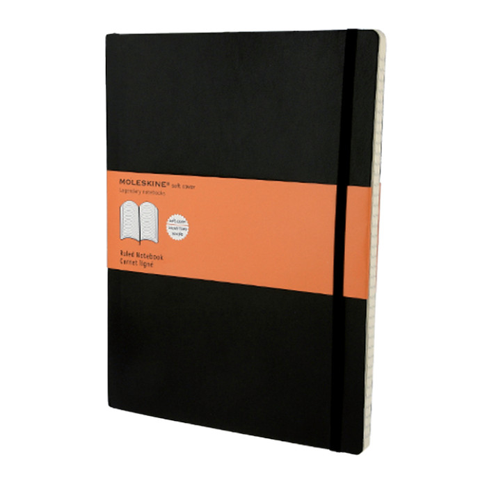 Notitieboek Moleskine XL 190x250mm lijn soft cover zwart