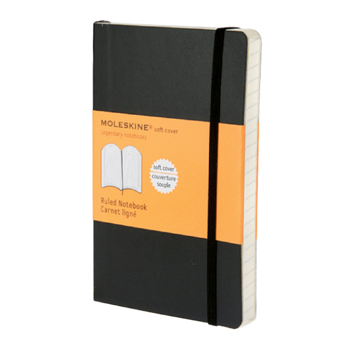 Notitieboek Moleskine pocket 90x140mm lijn soft cover zwart