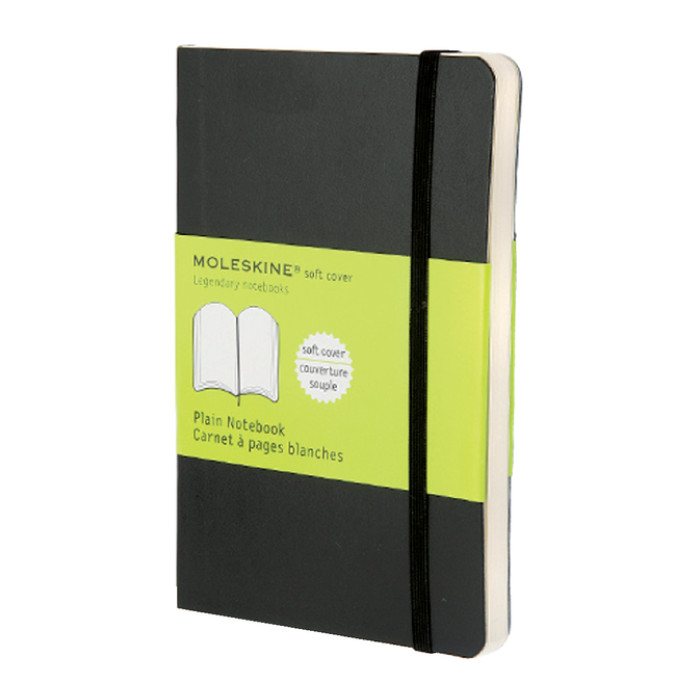Notitieboek Moleskine pocket 90x140mm blanco soft cover zwart