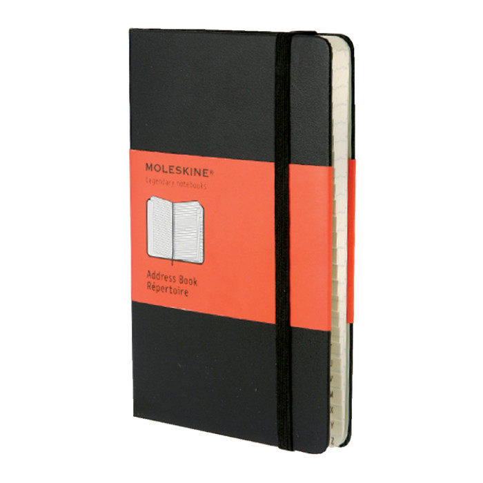 Adresboek Moleskine pocket 90x140mm hard cover zwart