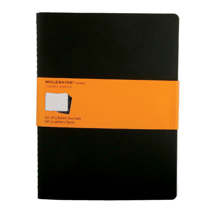 Schrift Moleskine 190x250mm lijn 240 pagina's 70gr zwart set à 3 stuks