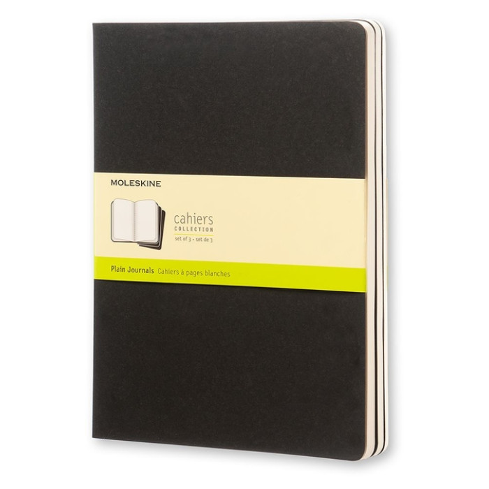 Schrift Moleskine 190x250mm blanco 240 pagina's 70gr zwart set à 3 stuks