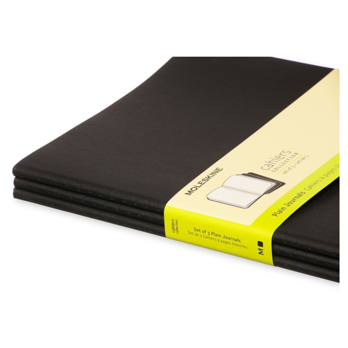 Schrift Moleskine 190x250mm blanco 240 pagina's 70gr zwart set à 3 stuks
